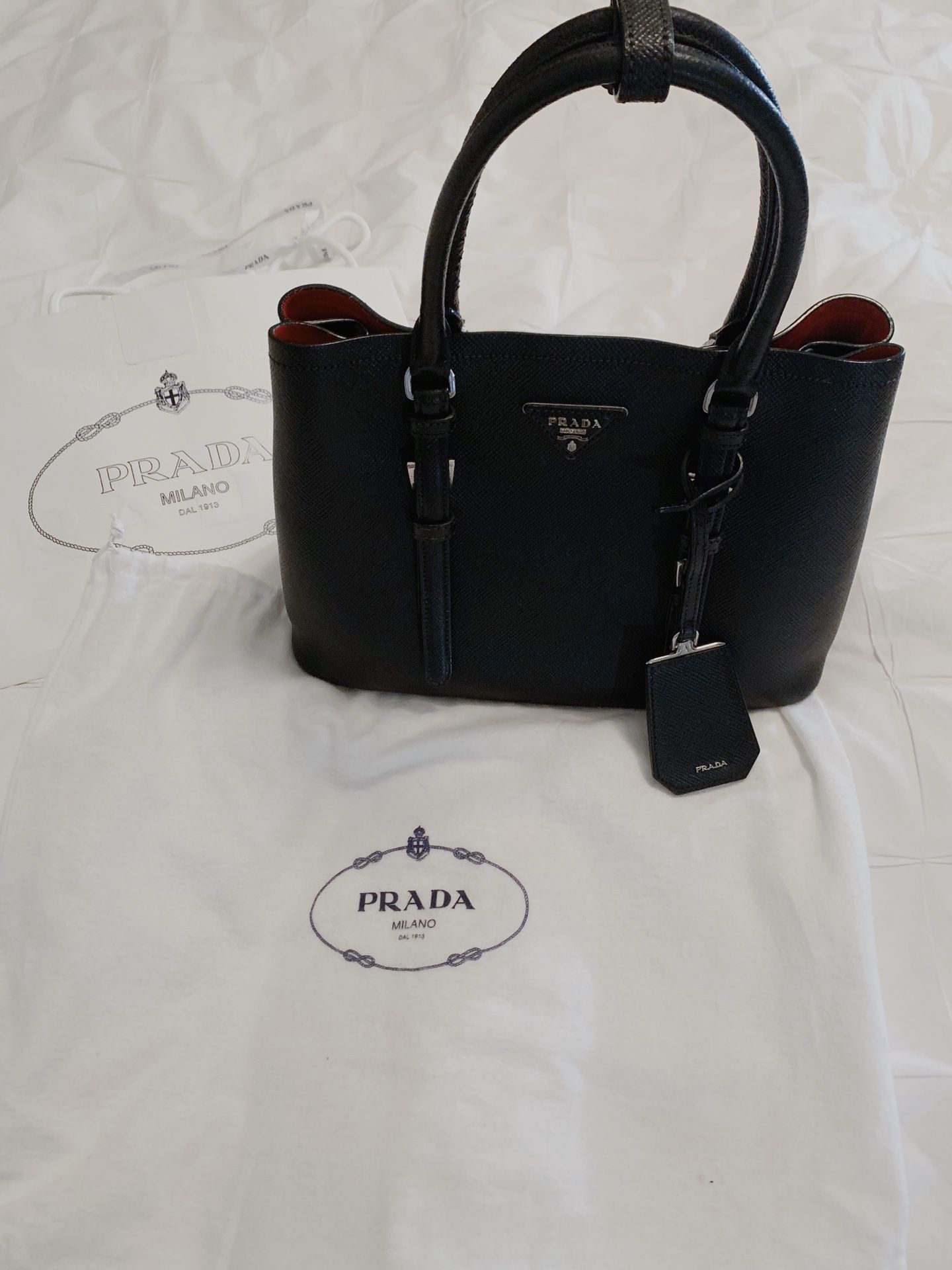 Prada Double Bag (Saffiano Leather Handbag/ Crossbody)