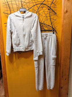 VOGO Heather Gray Zip-Up Hoodie & Cargo Jogger Sweatsuit Set — Size S