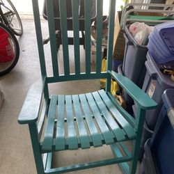 Outstanding Condition  1 Year-Old Turquoise Blue With Wooden Rocking Chair/Rocker - Used Indoors