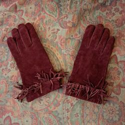 Size Large Genuine Leather Gloves With Fringe