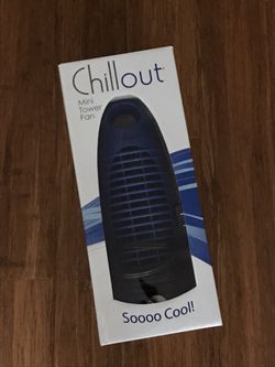 Blue mini tower table fan