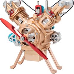Full Metal V-Twin Engine Model Kit - Premium Collector's Gift with 200+pcs Metal Parts DIY Assembly