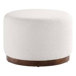 0942 Large 23" Round Boucle Upholstered Upholstered Ottoman