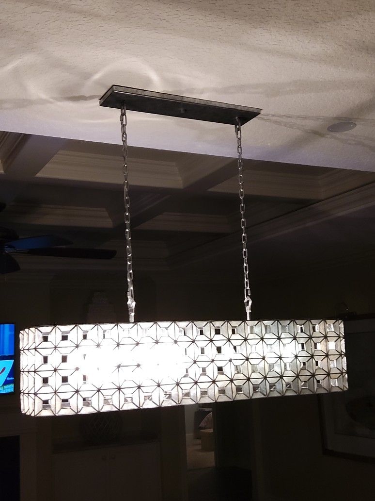 Kalco 46" Oxidized Silver Leaf Island Light