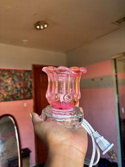 Pink Glass Electric Wax Warmer with Cord