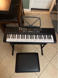 61-Key Learning Electronic Keyboard Piano w/Stand & Bench – LCD Display, 255 Sounds
