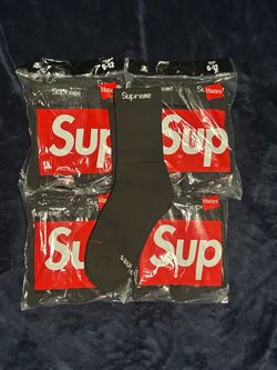 Supreme x Hanes Crew Socks Black Size 6-12