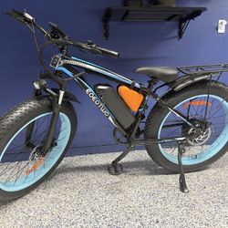 EOEOTWO 48v 20Ah Removable Battery ,30mph 40-65 Mile Range With PAS & Rear Rack With Storage Bag,26 In Fat Tires