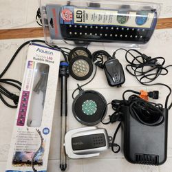 Aquarium led lights, air pumps and heater bundle