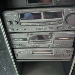 Kenwood Rack System With Remote And 4 Speakers And Subwoofer