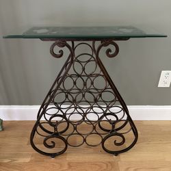 Vintage Wine Rack Metal And Glass Top Storage And Display Rack 