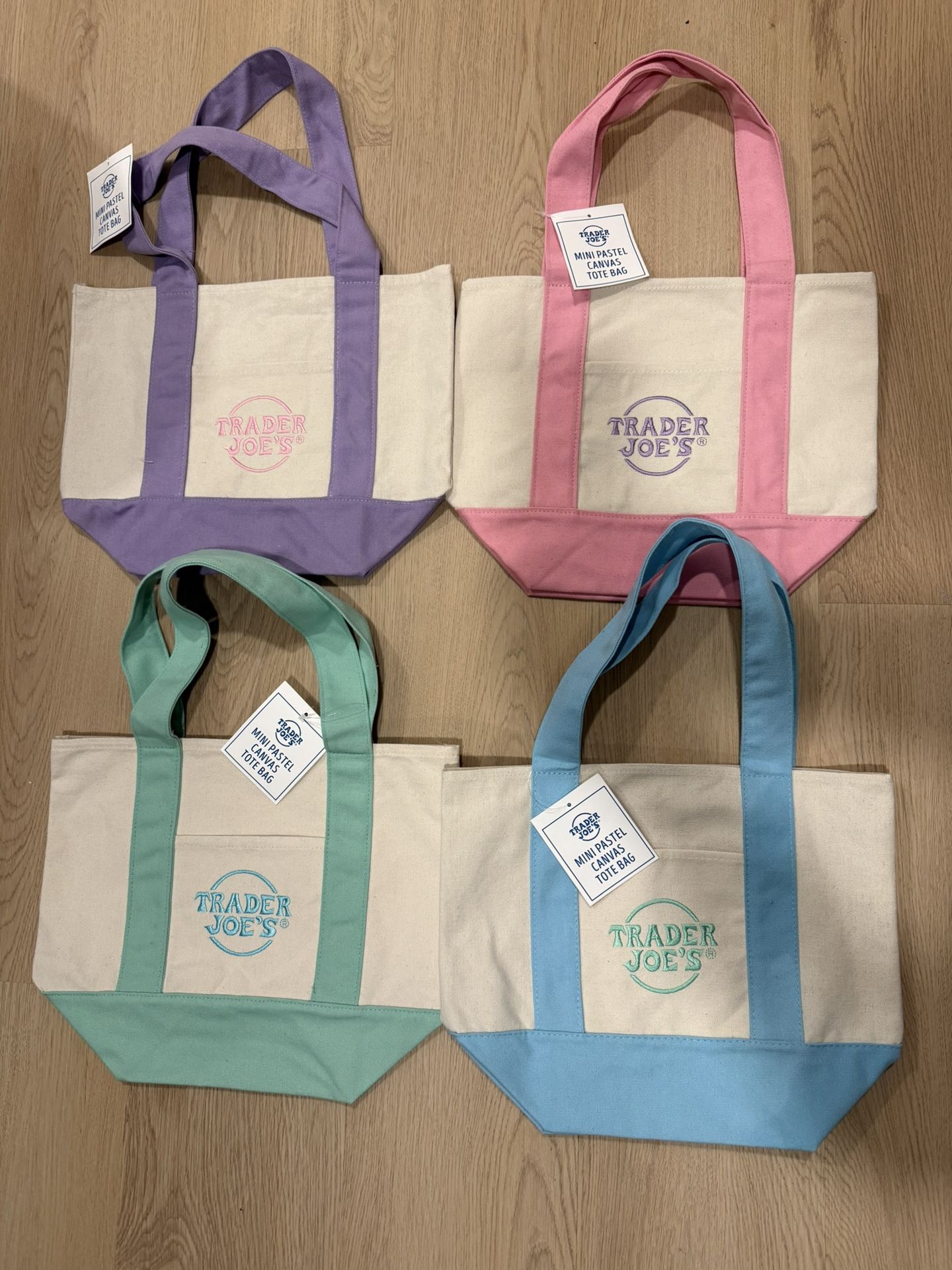 Brand New - 4 Colors - Trader Joe’s Mini Pastel Canvas Tote Bag - Spring 2025 Limited - $10 For One