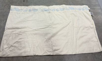 Nautical Themed Cream and 100% Queen Blue Flat Sheet Beautiful Embroider Details