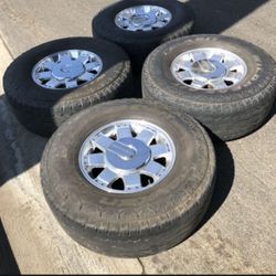 4 - 35x12.50r17LT 8x6.5 8x165.1 Stock Hummer H2 Chrome Rims Wheels With Tires!!