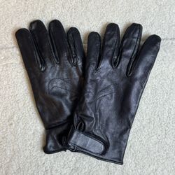 Men’s Black Genuine Leather Gloves Classic Dress Style Size M