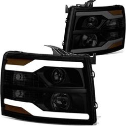 07-13 Chevy Silverado LED 3D Black housing Headlights