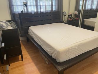 Queen bed frame and mattress