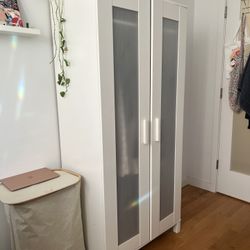 Modern White Ikea Wardrobe Frosted Glass Doors