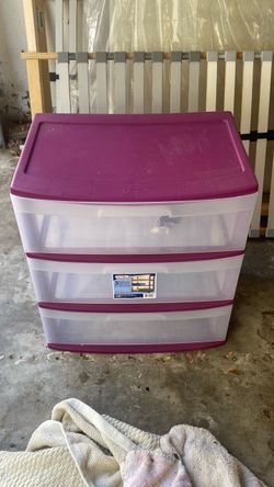 Sterilite purple plastic drawers