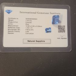 7 Ct loose certified Sapphire