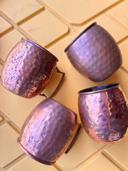 Set of 4 Hammered Copper Moscow Mule Mugs