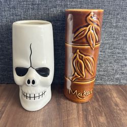 Ceramic Tiki and skull cups 