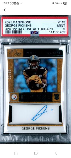 2022 Panini One RC Rookie Day One George Pickens Auto #/99 PSA 9