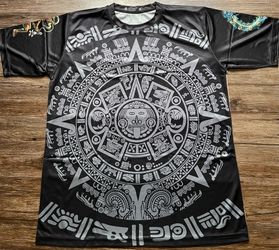 Azteca themed Shirt, Mictlāntēcutli Aztec God of Death Aztec Sun Stone NEW