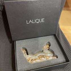 Lalique Zodiac Crystal Dragon Tianlong Clear Gold Stamped 