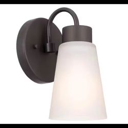 KICHLER 52445OZ Erma 1-Light Olde Bronze Indoor Wall Sconce w/Satin Etched Glass