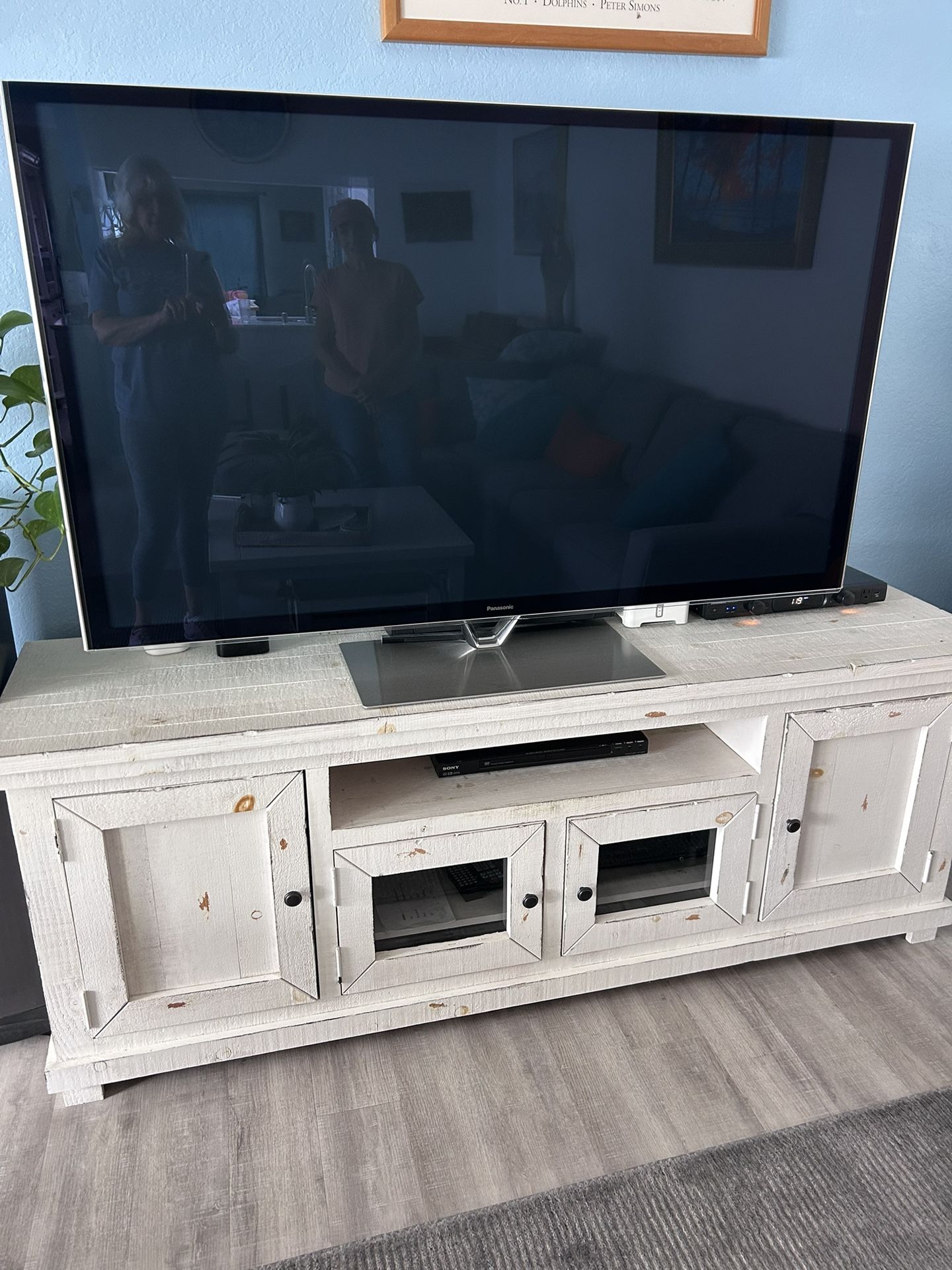 TV 65 in Panasonic and console stand