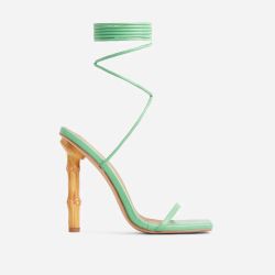 NEW EGO mint Leather Lace Up Strappy Heels Size 5