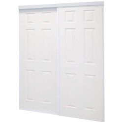 48 in. X 81 in. Colonial White Steel Prefinished Hardboard Panels Framed Interior Sliding Door