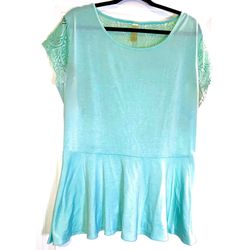 Plus Size Pastel Aqua Blue Empire Waist Top Size 2X-3X