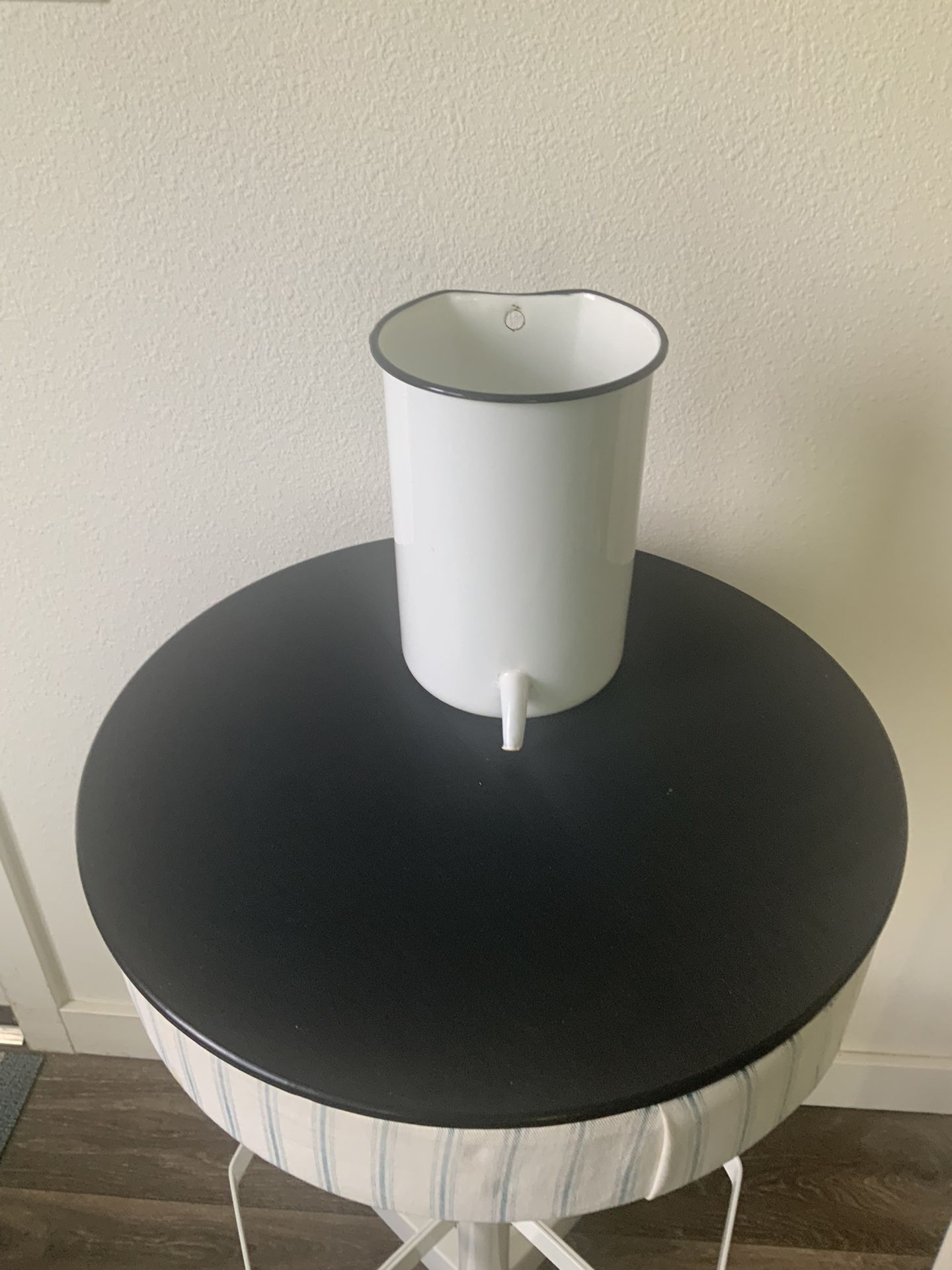 Enamelware. 1.5 Quart With Hooked Lower Spout. $20