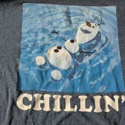 Disney XL Shirt Blue Frozen Olaf Snowman Pool Just Chilling Graphic