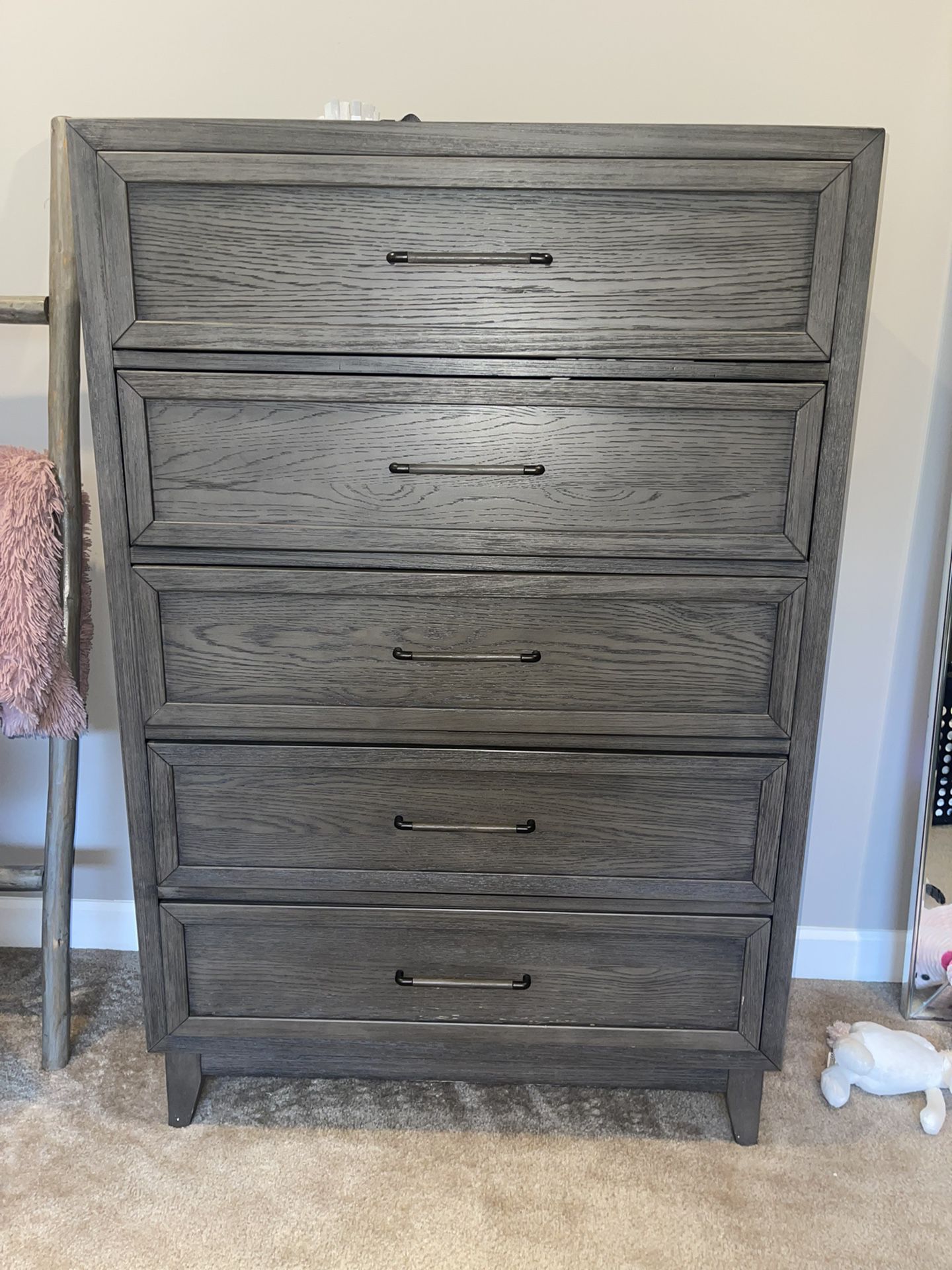 Tall Gray Wood Dresser