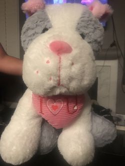 Doggie Dog “I love you” stuffed animal gray and white