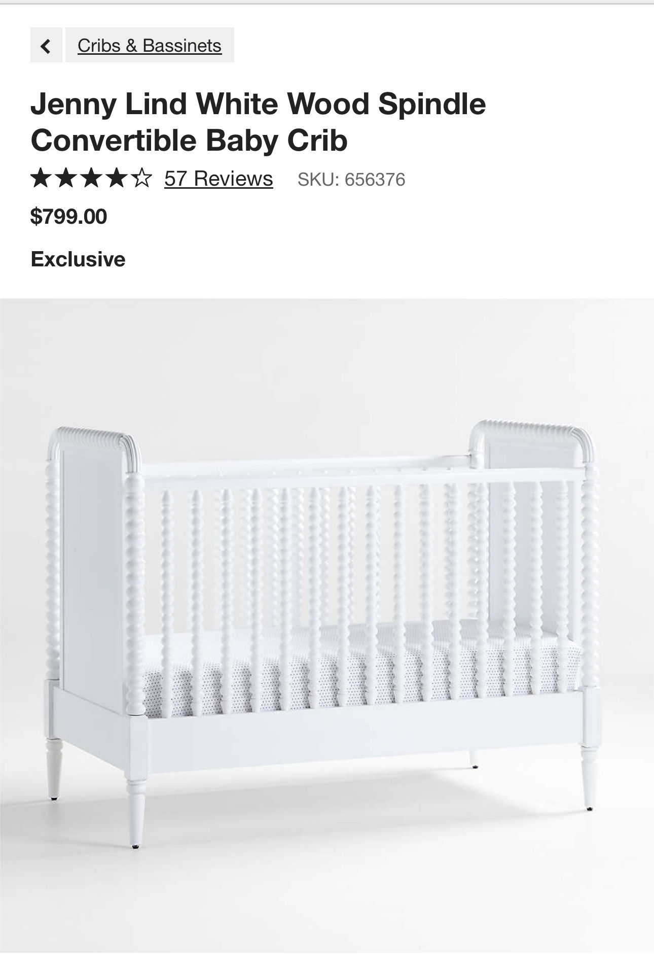 White Wood Baby Crib 