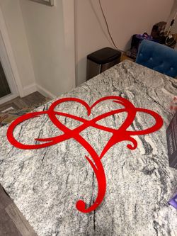 Red Metal Infinity Heart Wall Art
