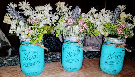 Hand Crafted Decorative Mason Jars