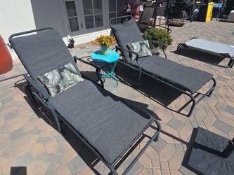 Pair of Outdoor Chaise loungers with Cushions