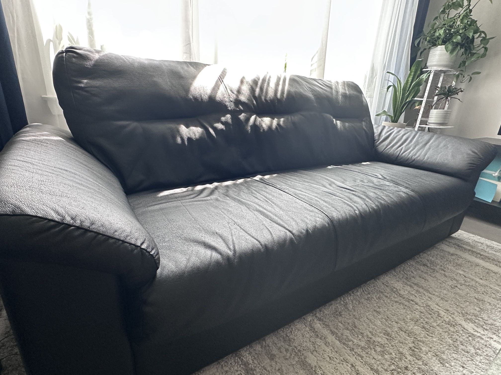 Black Faux Leather Couch