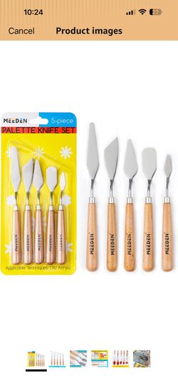 MEEDEN 5Pcs Palette Knife Set: Stainless Steel Painting Knives with Wood Handle - Pallet Knife Set for Oil Canvas Acrylic Painting Color Mixing