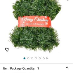 Brand new 50 Foot Garland for Christmas Decorations, Non-lit Green Soft Christmas Garland for Outdoor or Indoor   Located Hesperia ca 