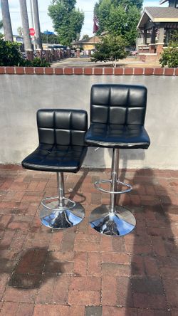 Black leather(fux) bar stool chair set