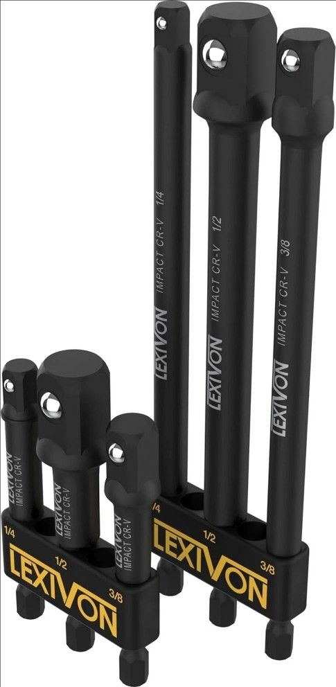 LEXIVON 6-Piece Impact Grade Socket Adapter Set-3"& 6" Extension Bit holder LX105