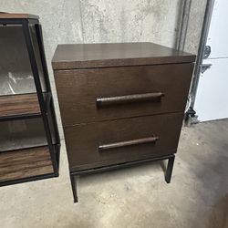 West Elm Walnut Two Drawer Nightstand 
