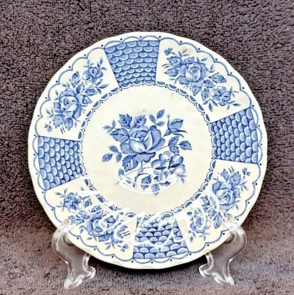 Myott Melody Saucers 5” Fine Ironstone England White/Blue Roses