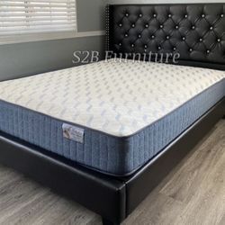 Full Expresso Crystal Button Bed With Ortho Mattress Included 